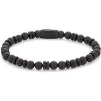 Rebel & Rose Armband Armband aus 6mm schwarzen Onyx-Naturstein - Rebel&Rose