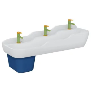 VitrA Sento Kids Reihen-Waschtisch 7352B003-1741 125x40cm, 3 Höhen, je 1 Hahnloch mittig, weiß hochglanz, ohne Überlauf