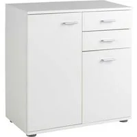 Kommode Sideboard SOLO, B 71 x H 76 cm, weiß, 2 Schubladen, 2 Türen, 1 Einlegeboden