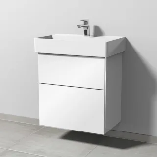 Sanipa 3way Waschtischunterbau zu Duravit Dura Square Waschtisch mit 2 Auszügen, Weiß-Glanz BS42378