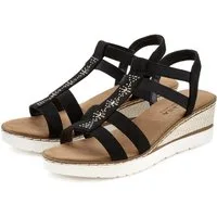 LASCANA Sommerschuh, offener Schuh, Sandale, Keilsandalette, Sandalette mit Keilabsatz und Schmucksteinen VEGAN