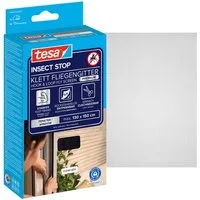 tesa Fliegengitter-Gewebe Klett Fliegengitter Premium für Fenster, Insektenschutz mit Klettband, (Packung, 1-St., Fliegennetz, Klettband, Andrück und Schneidehilfe), selbstklebende Insektenschutz - 130 cm x 150 cm