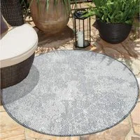 Carpet City Outdoorteppich DUO RUG 5845, rund, Höhe: 5 mm, Wendeteppich Wetterfest In- & Outdoor, Balkon, Terrasse, Wohnzimmer