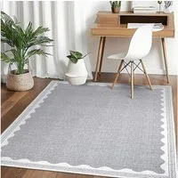 GarveeMore Teppich Doora, rechteckig, Höhe: 7 mm, mit besonders weichem Flor, Kurzflor, modern, wellenförmiger Bordüre