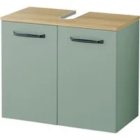 Saphir Waschbeckenunterschrank Quickset 500, 2 Türen, Siphonausschnitt Waschbeckenschrank inkl. Türdämpfer, Griffe in Schwarz