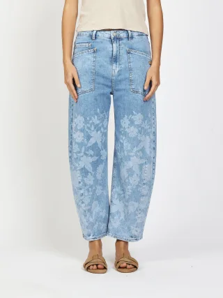 GANG Damen Jeans 94ODINA - o-shape fit Jeans floral summer wash