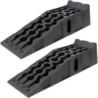 TRUTZHOLM Auffahrrampe 2x Auffahrkeil mit Überfahrstopper 90 x 28 x 22 cm 5t Traglast für PKW (2er Set), Hohe Tragkraft,Rutschfeste Oberfläche,Kunststoff