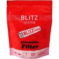 meytrade Aktivkohlefilter 100 Stück Blitz Filter 9mm made in Germany inkl. gratis Hölzer, Zubehör für 9mm Aktivkohlefilter, wiederverschließbarer Beutel