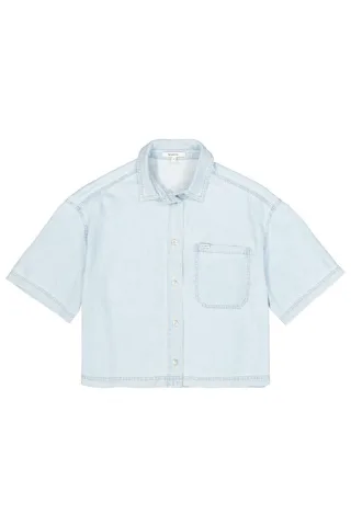 Garcia - Kurzärmeliges Jeanshemd im lässigen Boxy-Schnitt blau - Gr. - S