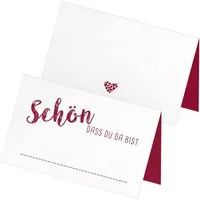 itenga Grußkarten itenga 24 x Tischkarten "Schön dass du da bist" weinrot bordeaux