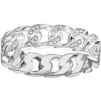 THOMAS SABO Fingerring Kettenglieder-Ring Silber mit Zirkonia, mit Zirkonia (synth)