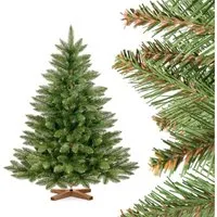 Fairytrees Künstlicher Weihnachtsbaum FT14B, Nordmanntanne Braun, NORDMANNTANNE mit Christbaum Holzständer