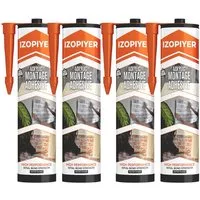 IZODEKOR Montagekleber IZODEKOR Montagekleber – Acryl-Dichtstoff für Wandpaneele 310 ml, (4-tlg), Wetterfest, UV-beständig, lückenfüllend, flexibel, überstreichbar