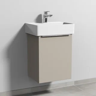 Sanipa 3way Waschtischunterbau zu Duravit Dura Square Waschtisch mit 1 Tür, Kaschmir-Matt UP4251U