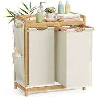 SONGMICS Wäschekorb, 2/3/4 Fächer, Bambus, Wäschesammler 100/150/200 L, Wäschesortierer