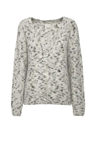 bsb - Pullover mit V-Ausschnitt beige/grau - Gr. - S
