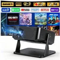 OYLCDI Android Beamer WiFi6 & BT 5.0 Portabler Projektor Mini Beamer LCD-Beamer (1280x720dpi px, interner Lautsprecher, Android 11.0 mit über 7.000 Apps)