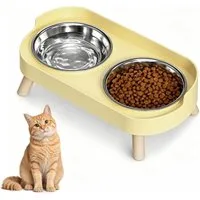 ibettertec Futternapf Katzennapf 2er Set Futternapf Katze Edelstahl mit Ständer 800ml, 2x400ml Edelstahlnäpfe ErgonomischFutter Wasser Napfset, für Hunde und Katze bis Mittlere
