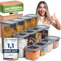 Viwares Vorratsdose Set Mix Anthrazit SERIE FOLY 12er, Polypropylen, (Set, 12-tlg., 12er), BPA Frei,Stapelbar