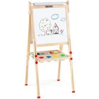 COSTWAY Kinderstaffelei, höhenverstellbar, Holz mit Ablage & Zubehör