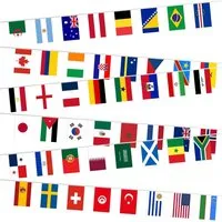 AFKSMILE Fahne 48 Länder Fahnen Wimpelkette für 2026WM,Beidseitig Flaggenkette Banner