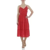 Ital-Design Sommerkleid Damen Freizeit Stufenkleid (85941340) Volants Gepunktet Sommerkleid in Rot