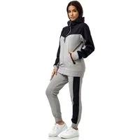 L.gonline Freizeitanzug Damen Trainingsanzug, Jogginganzug mit Kapuzenjacke, 0986 (Kapuzenjacke mit Reißverschluss, Hose, 2-tlg), Fitness Freizeit Casual