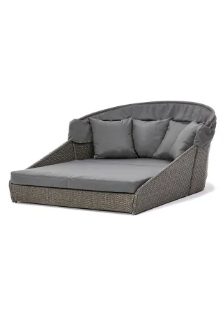 bonprix Gartenliege mit Faltdach, grau, Gr.152x129 cm, Gemeinsam im Garten entspannen: Gartenliege mit Faltdach