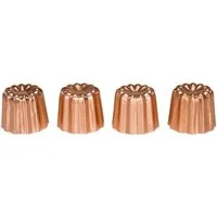 patisse Backform Canelé-Backformen-Set aus Kupfer 4-teilig - 4,5 cm, zum Backen der berühmten französischen Canelé