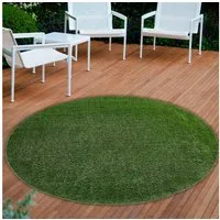 Andiamo Kunstrasen Rasenteppich Sansibar, Gesamthöhe 20 mm, rund, realistische Optik, mit Drainagefunktion, für Balkon & Terrasse