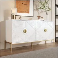 Merax Sideboard mit goldenen Metallbeinen (1 St., 162L x 40B x 80H(cm), Kommode mit 4 Türen, Aufbewahrungsschrank Anrichte, Buffetschrank