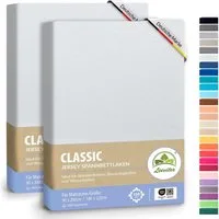 leevitex® Spannbettlaken 2er-Pack, Stoffgewicht 150 g/m², verschiedene Größen, 40 cm Steghöhe, Jersey, Gummizug: rundum, (2 Stück), OEKO-TEX® Standard 100 Zertifikatsnummer 10.HTR.85321 zertifiziert