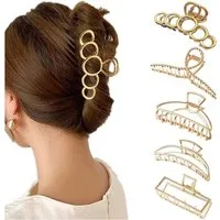 LuxusKollektion Haarklammer 5er Set Goldene Haarklammern für Damen, Rutschfeste Metall Haarspangen