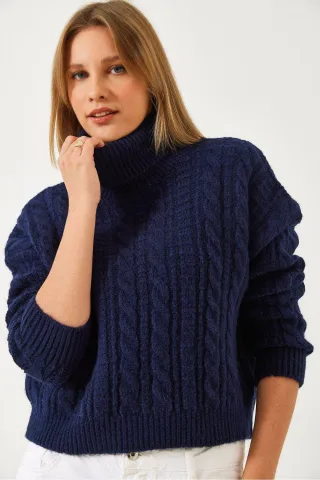 Strukturiertes Cropped-Turtleneck-Sweater