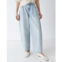 OPUS Relax-fit-Jeans Barrel Jeans aus BCI Cotton Mid Rise Crinkle-Effekte, 5-Pocket-Design