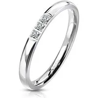 BUNGSA Fingerring Ring schmal mit 3 Kristallen silber aus Edelstahl Damen 57 (18.1) (Ring, 1-tlg), Frauen Mädchen