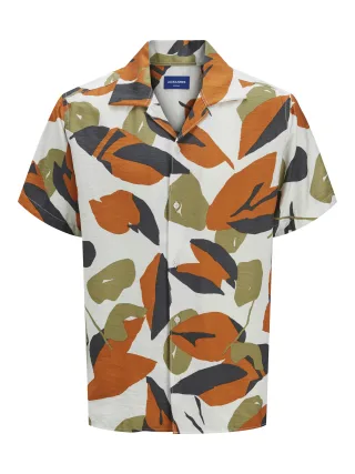 JACK&JONES - JORTAVIRA MARSHALL AOP SHIRT SS OC25 cloud dancer - Gr. - M
