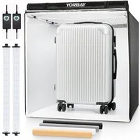 Yorbay Fotostudio-Box Fotostudio Set 80 x 80 x 80cm LED Lichtbox Lichtwürfel Fotografie, Lichtzelt inkl. 4 PVC-Hintergrundfolien(schwarz,rein weiß,grau,orange)