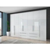 OTTO home Drehtürenschrank Piano, inklusive Rahmen und Beleuchtung, soft-close-Funktion (277 oder 322cm breit, 226cm hoch, mit 4 Schubladen) UV lackiert, hochglänzend weiß oder beige, FSC-zertifiziert