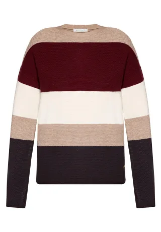 Betty & Co - Pullover mit Streifenmuster beige/rot - Gr. - 42