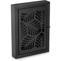 Zeller Present Schlüsselbrett Schlüsselkasten "Leaves", Metall, schwarz, Blattmuster, robust, mit 6 Haken