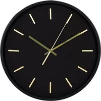 tinkaro Uhr Kensington Wanduhr lautlose Bewegung ø35 cm Schwarz (Stumme Zeitmesser-Uhr aus Glas und Kunststoff für ruhige Räume)