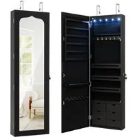 COSTWAY Schmuckschrank mit LED & Ganzkörperspiegel, für Tür und Wand