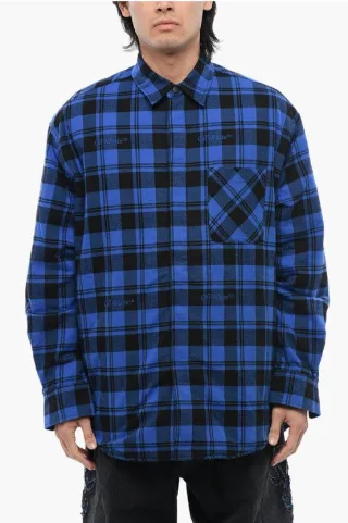 Kariertes, gefüttertes Flanell-Overshirt in Blau