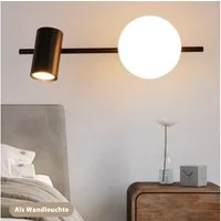 ZMH Deckenstrahler 2 Flammig Modern E14 Deckenlampe 40CM Metall Glaskugel Flur Küche, Einfache Installation, ohne Leuchtmittel, Schwenkbar GU10 Deckenspots Wohnzimmer Schlafzimmer
