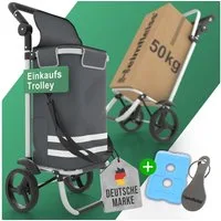 Heimfleiss® Einkaufstrolley Klappbarer Einkaufstrolley mit Kühlfach – 56L, 56 l, Leichter & stabiler Einkaufswagen mit wasserdichter Tasche