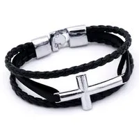 Firetti Armband Kreuz, mehrreihig, teilweise geflochten