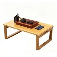 TUWENA Couchtisch Klappbarer Couchtisch Beistelltisch aus Bambus Niedriger Kaffeetisch, Retro Tatami End Tische für Fenster, Tatami, Outdoor, Bett, 80 x 50 cm