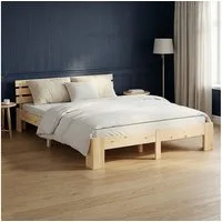 Homestyle4u Massivholzbett 90x200 120x200 140x200 160x200 180x200 Doppelbett Kopfteil Lattenrost (Set, mit Lattenrost, Braun), 160x200, modern, stabil