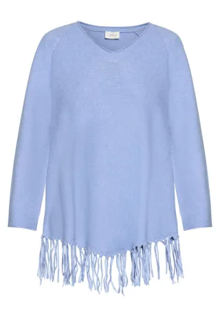 CARTOON - Pullover mit Fransen blau - Gr. - 36